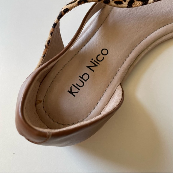 Klub Nico Sandals with Leather Orange and Leopard Pony Hair Straps, 7M - Picture 6 of 7